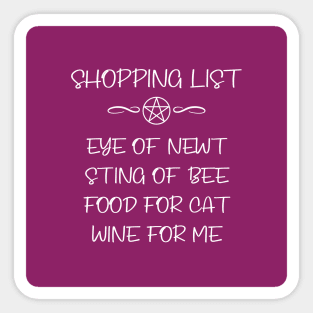 Eye of Newt and Wine Cheeky Witch® Cat Owners Shopping List Sticker